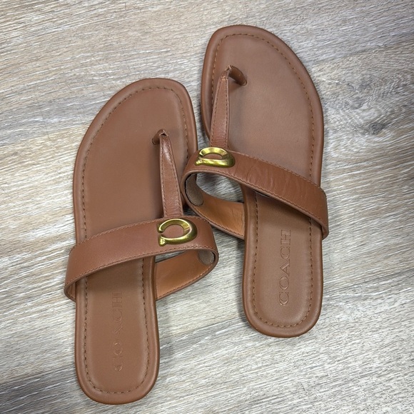 Coach Tan Sandals with Gold Details - Picture 1 of 1